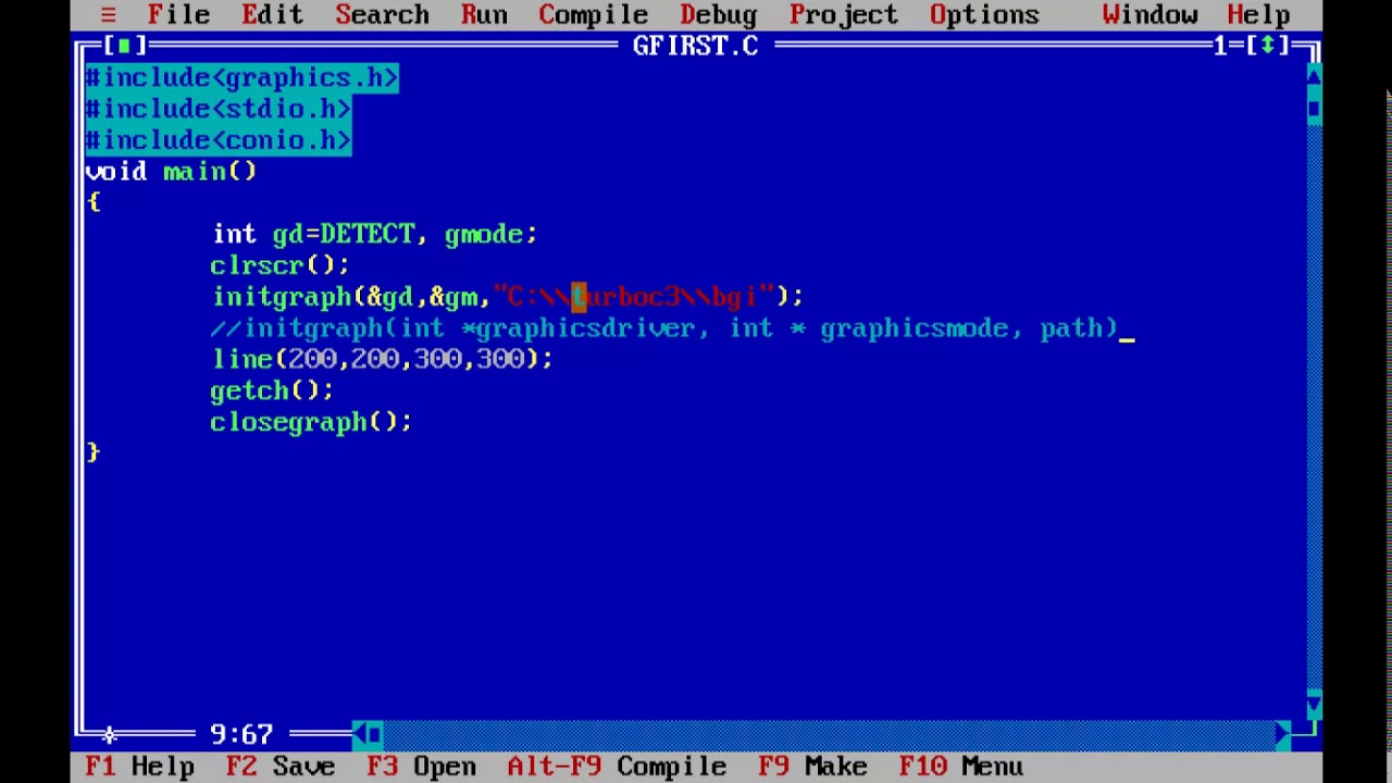 Learn Computer Graphics using C: Program 1 (How to Run First Graphics Program)