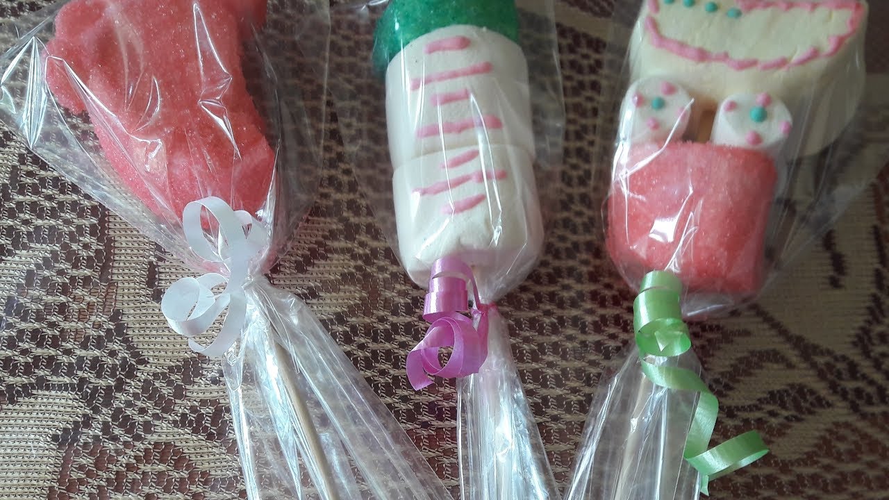 🍼🌸TUTORIAL BROCHETAS PARA BABY SHOWER)🌟🎀👣