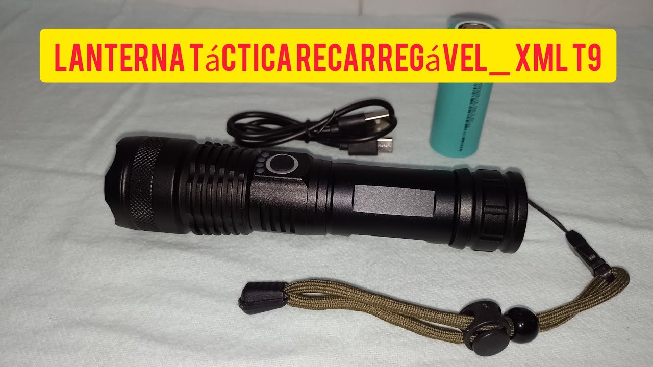 Lanterna t&aacute;ctica recarreg&aacute;vel Gen&eacute;rica Xml T9