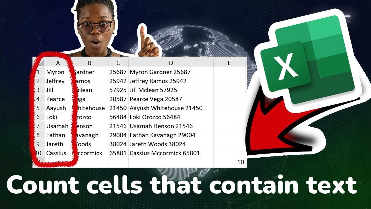 Count cells that contain text in Microsoft Excel