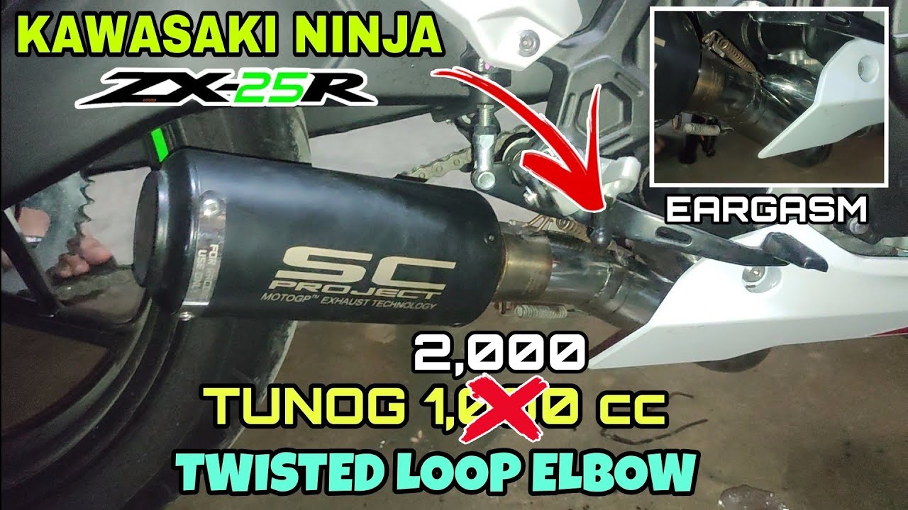 INSTALLING TWISTED LOOP ELBOW WITH SC PROJECT OPEN PIPE TO NINJA ZX-25R - Full Video and Sound Test