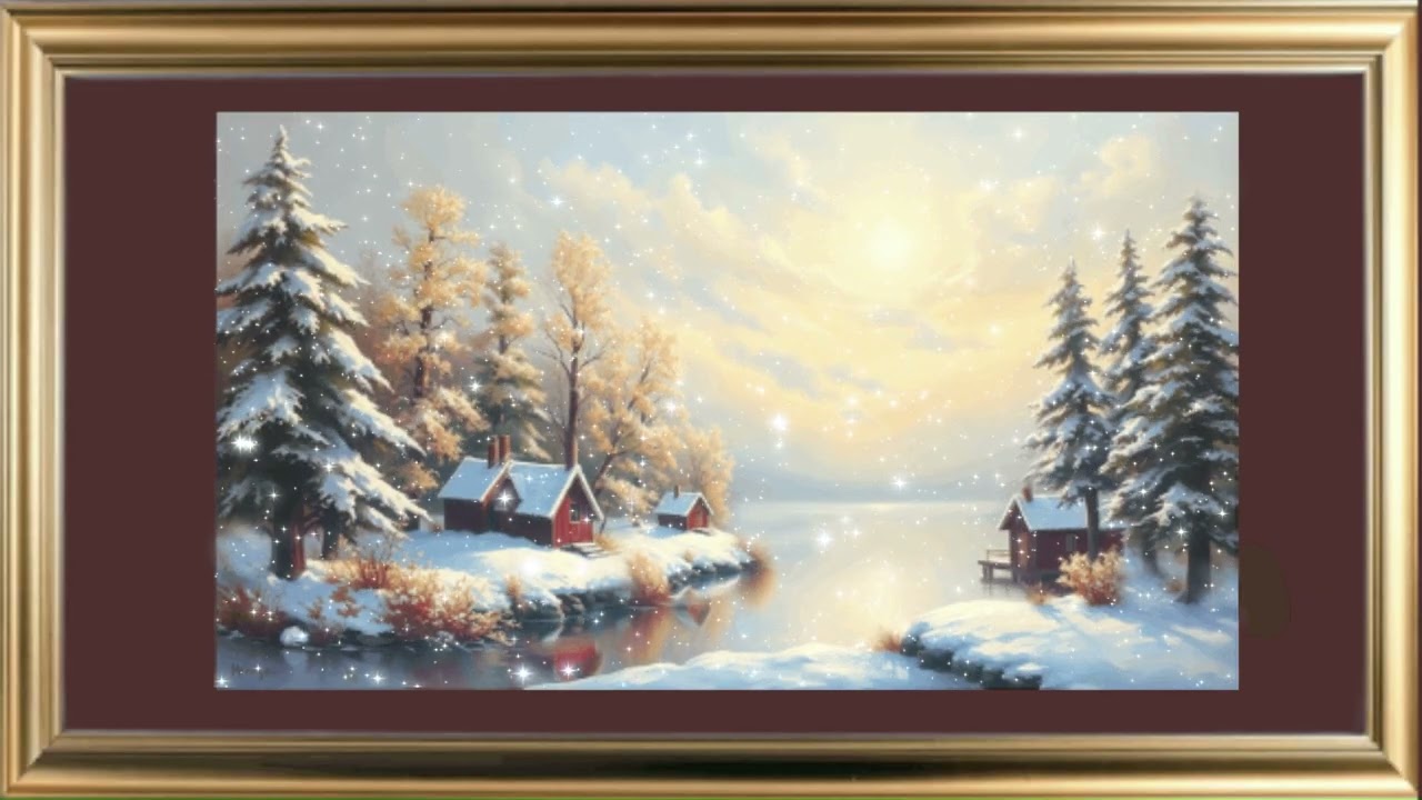 2026, Gold Framed TV Art. Snow Ambience Screensaver.  #homedecor#video#2026