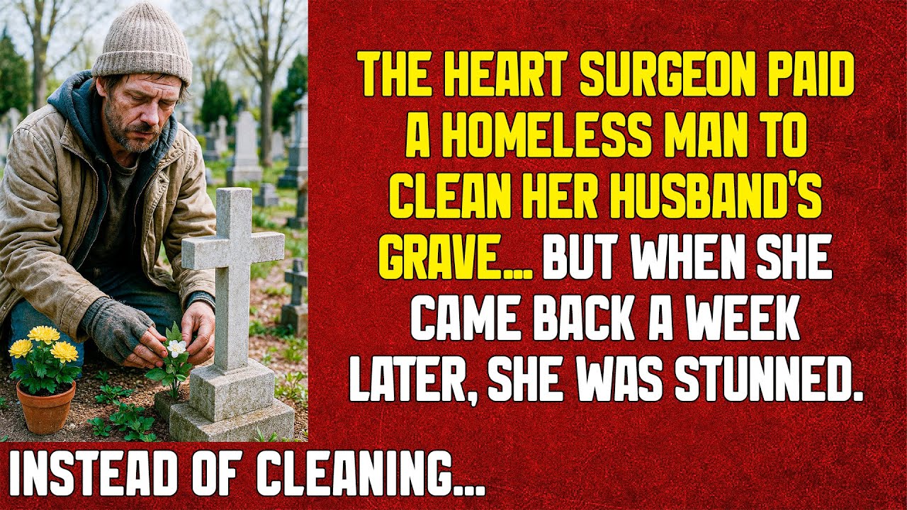 When she returned to the grave, she saw that instead of cleaning...