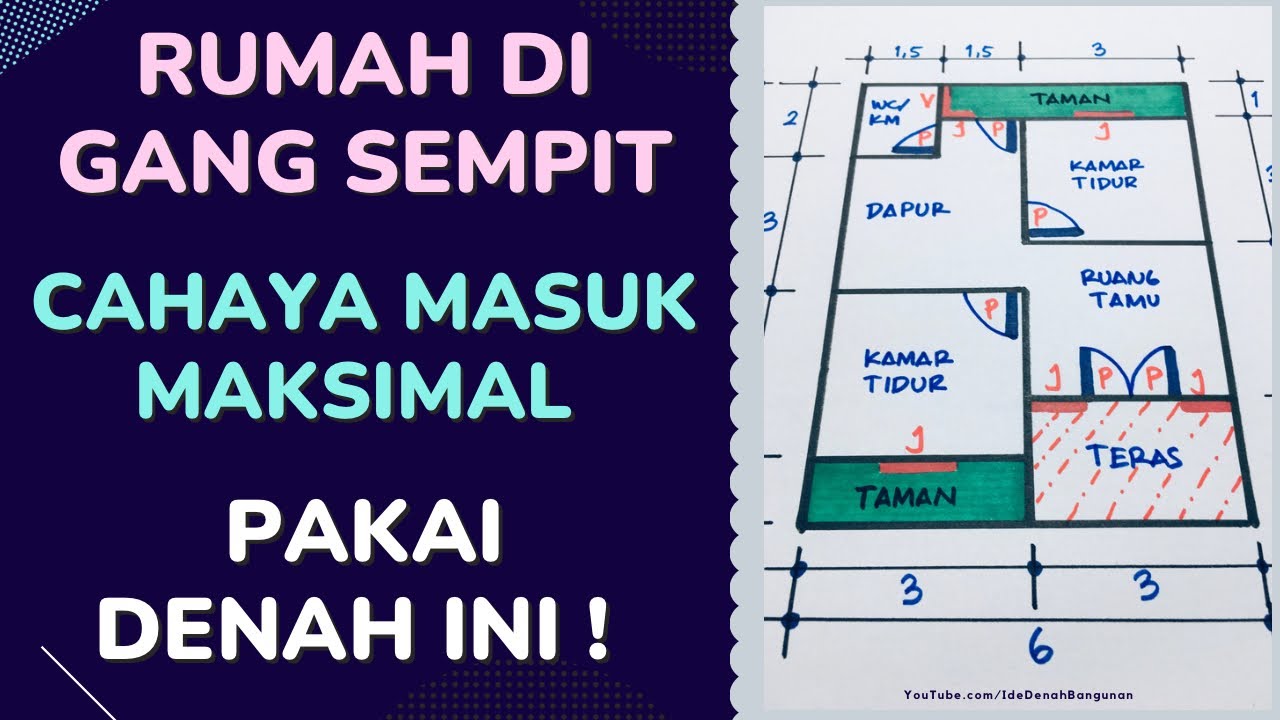 RUMAH DI GANG SEMPIT TETAP TERANG PAKAI DENAH INI !