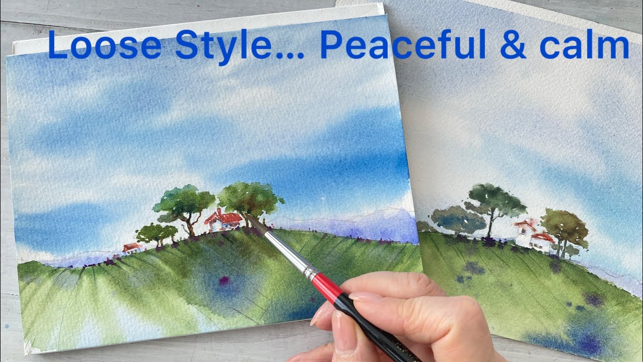  Relaxing Watercolor Sky & Hills/ Calm Landscape/ Loose Style. Book- 제3쿼터“The Third quarter”