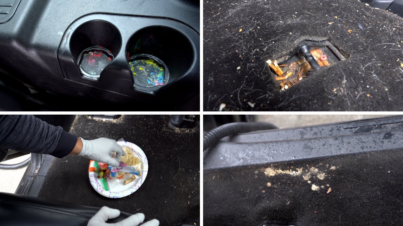 Heavily Trashed Car Interior Gets Steam Cleaned and Detailed