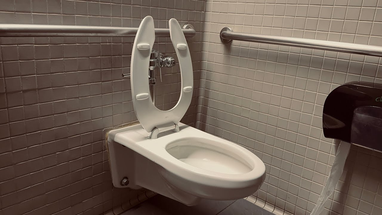 American Standard Afwall Toilet Flush | All Gender Restroom ￼| Grammy Museum, DTLA, Los Angeles, CA