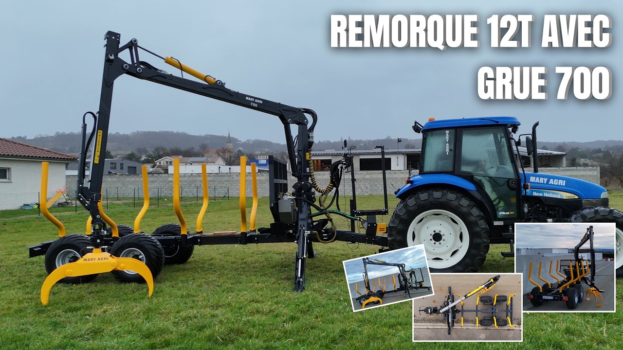 Pr&eacute;sentation de notre remorque foresti&egrave;re 12T avec sa grue 700 ! 🪵😉