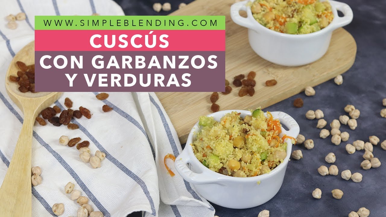 CUSCÚS CON GARBANZOS Y VERDURAS | Garbanzos con cuscús | Receta de cuscús saludable