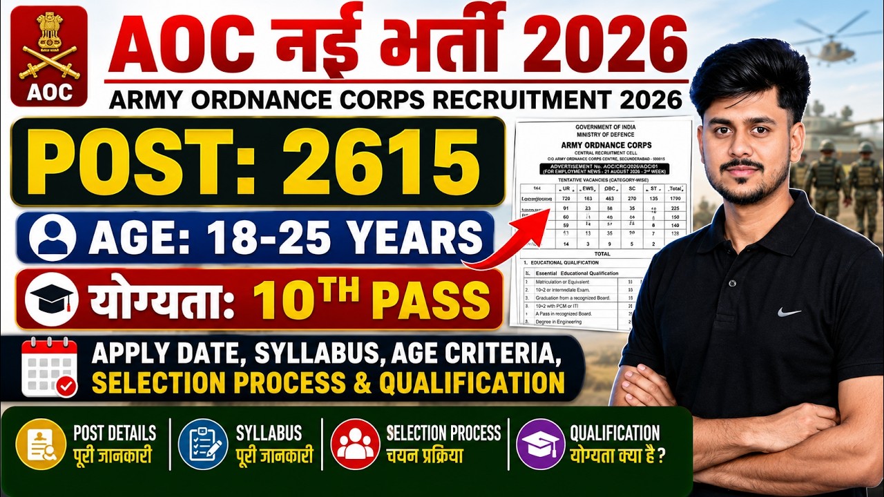 ARMY AOC NEW VACANCY 2026 | Latest Govt Job | 12th Pass Govt Jobs 2026 | 10th Pass Vacancy