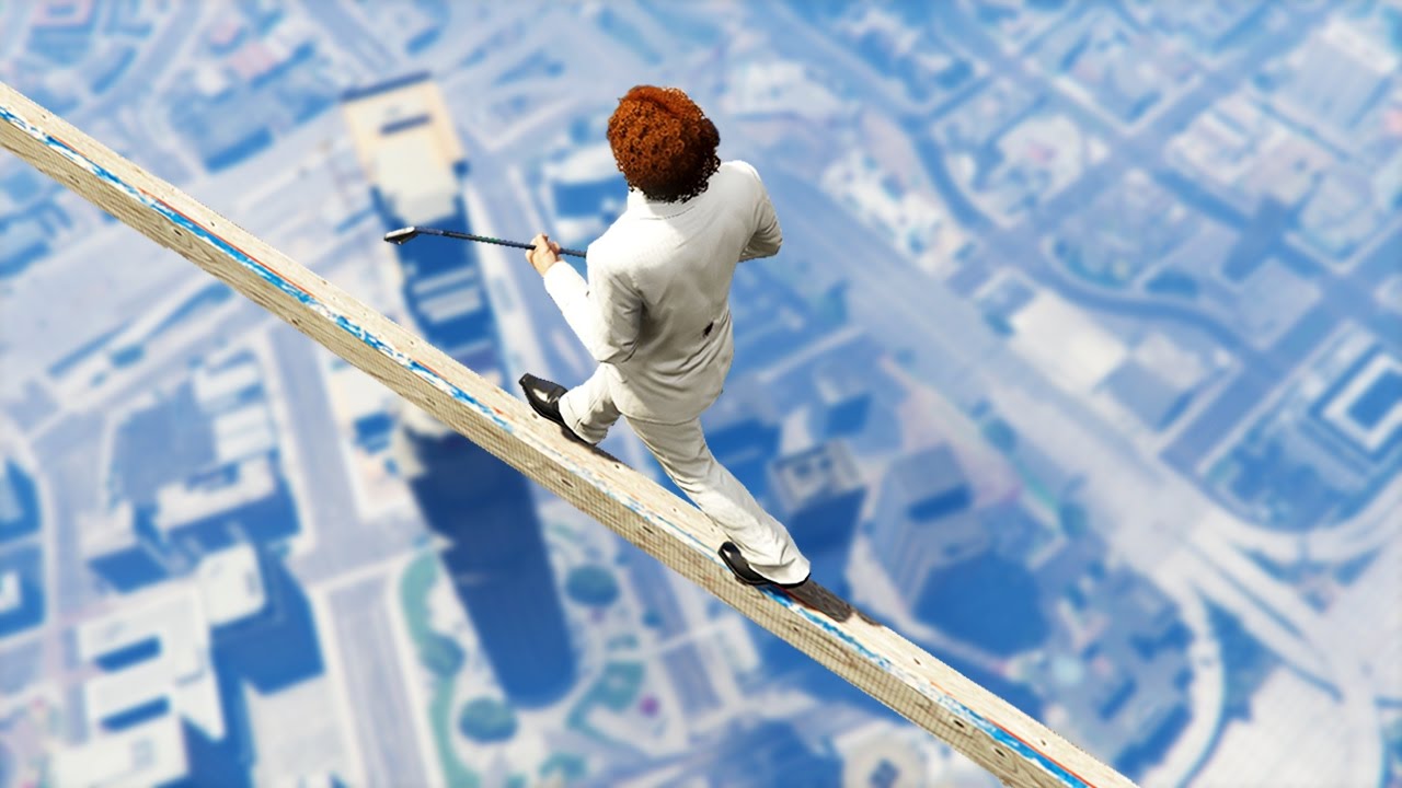 IMPOSSIBLE TIGHTROPE DEATH RUN! (GTA 5 Funny Moments)
