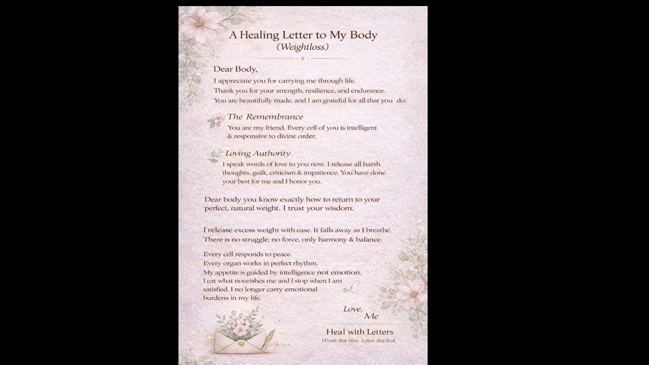 A HEALING LETTER TO MY BODY- WEIGHTLOSS 