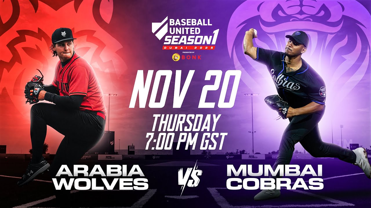 Arabia Wolves vs Mumbai Cobras Live Stream (Nov 20) | 2025 Baseball United Season One
