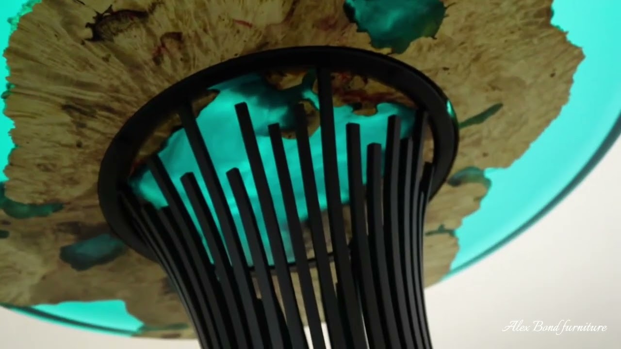 Luxury Coffee Table in California Maple & Blue Pearl Epoxy | Handmade 