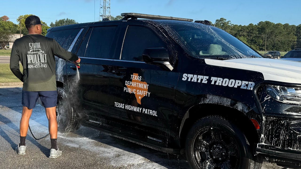 Washing Texas State Troopers Vehicles