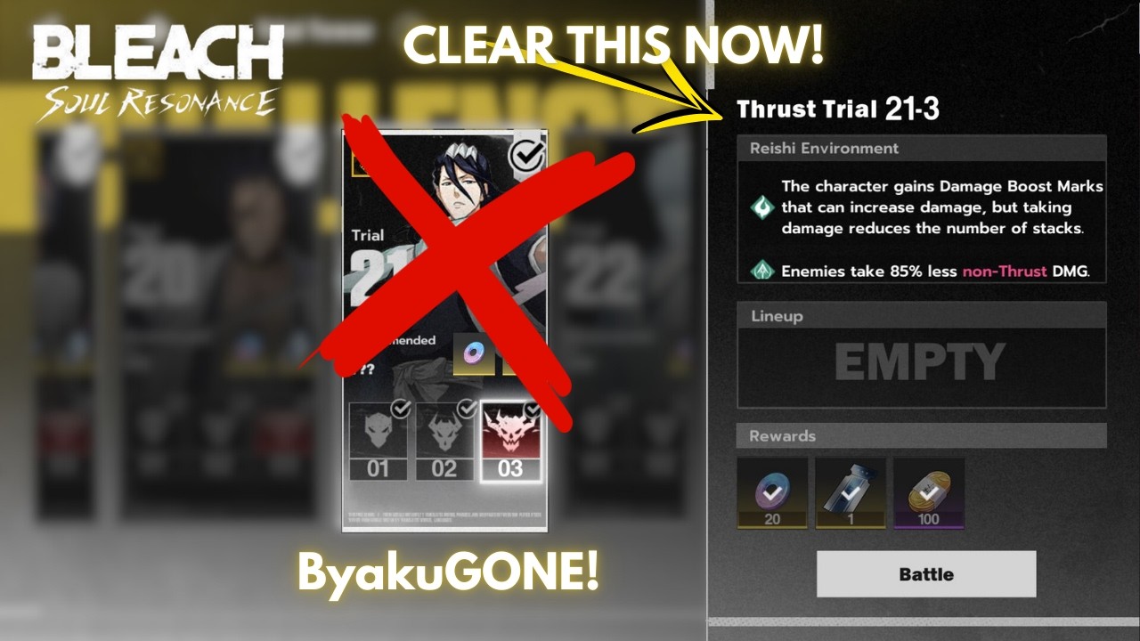 HOW TO BEAT BYAKUYA! THRUST TRIAL TOWER FLOOR 21-3 CLEAR GUIDE! Full walkthrough!