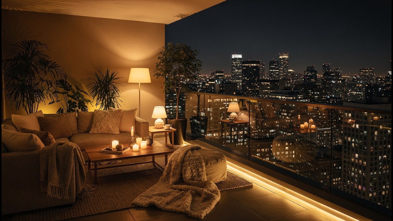 Rainy Lofi Balcony 🌧️ Chill Lofi Beats & Relaxing Night Ambience for Study & Sleep