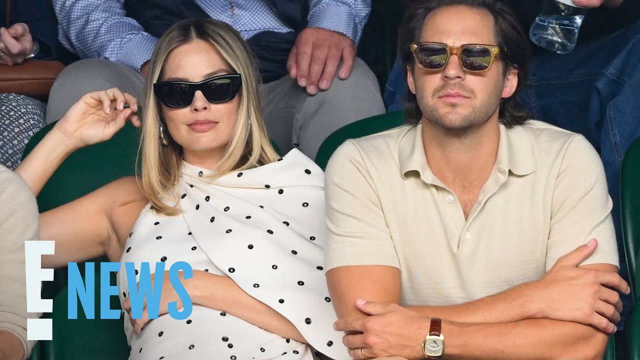 PREGNANT Margot Robbie & Husband Tom Ackerley Pack on the PDA at Wimbledon 2024 | E! News