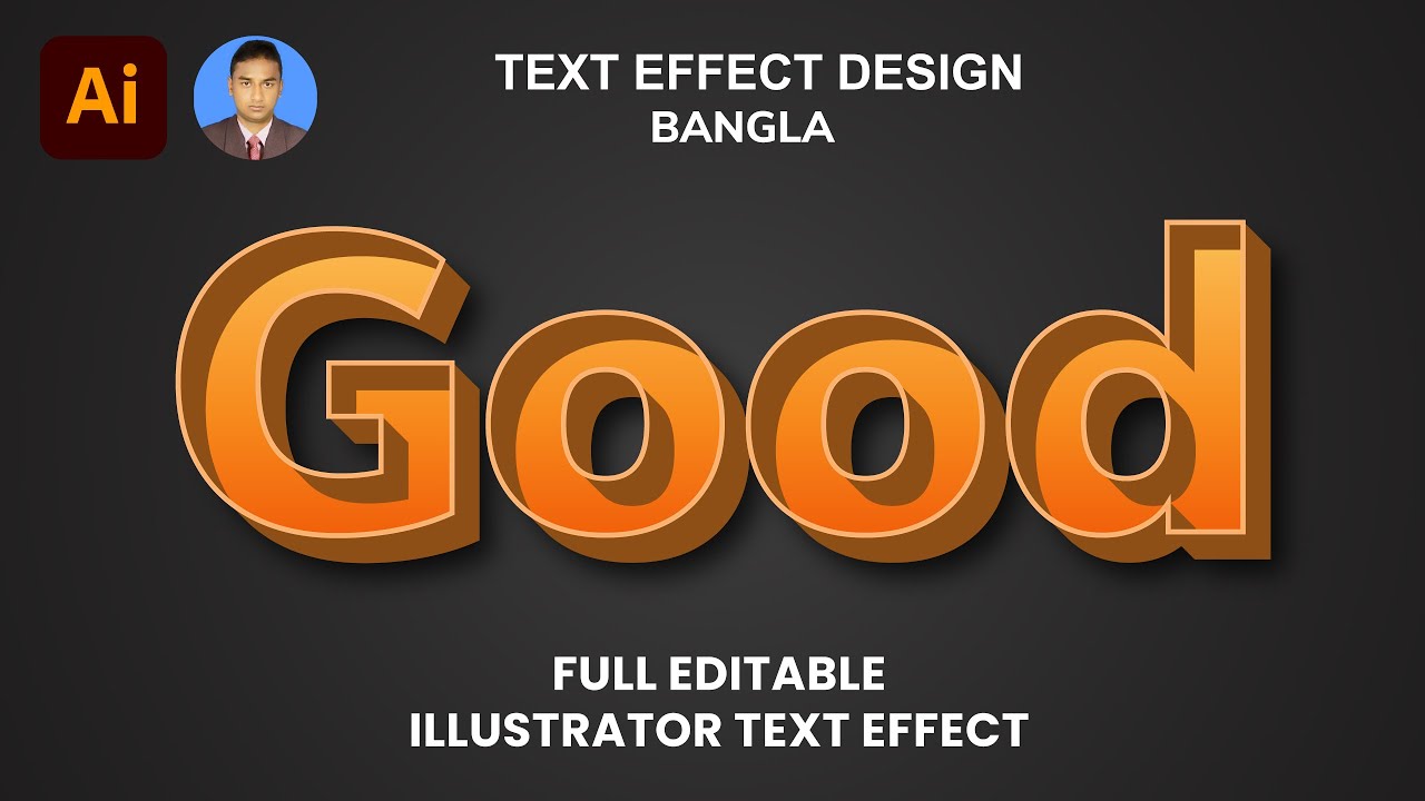 3d text  Effect design in Adobe Illustrator || illustrator Editable 3d text effect Design  Bangla