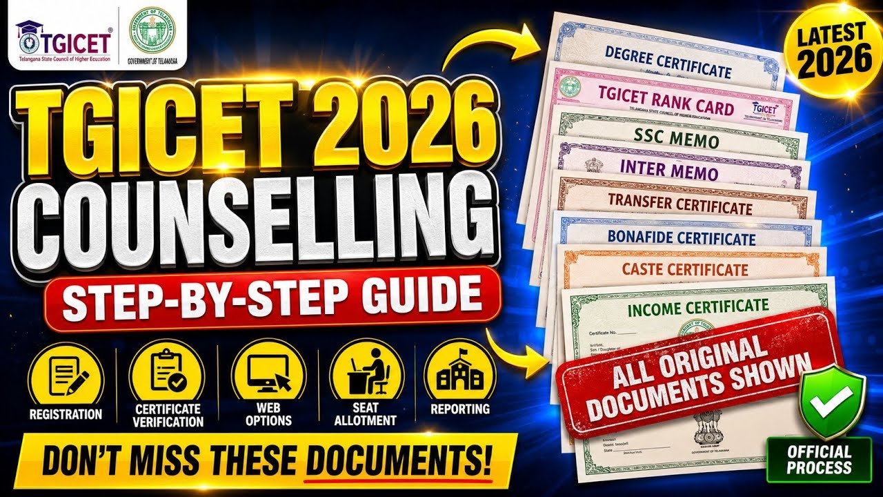 TG ICET 2026 Counselling|IMPORTANT|Original Documents Required✅Certificate Verification|Must Watch💯