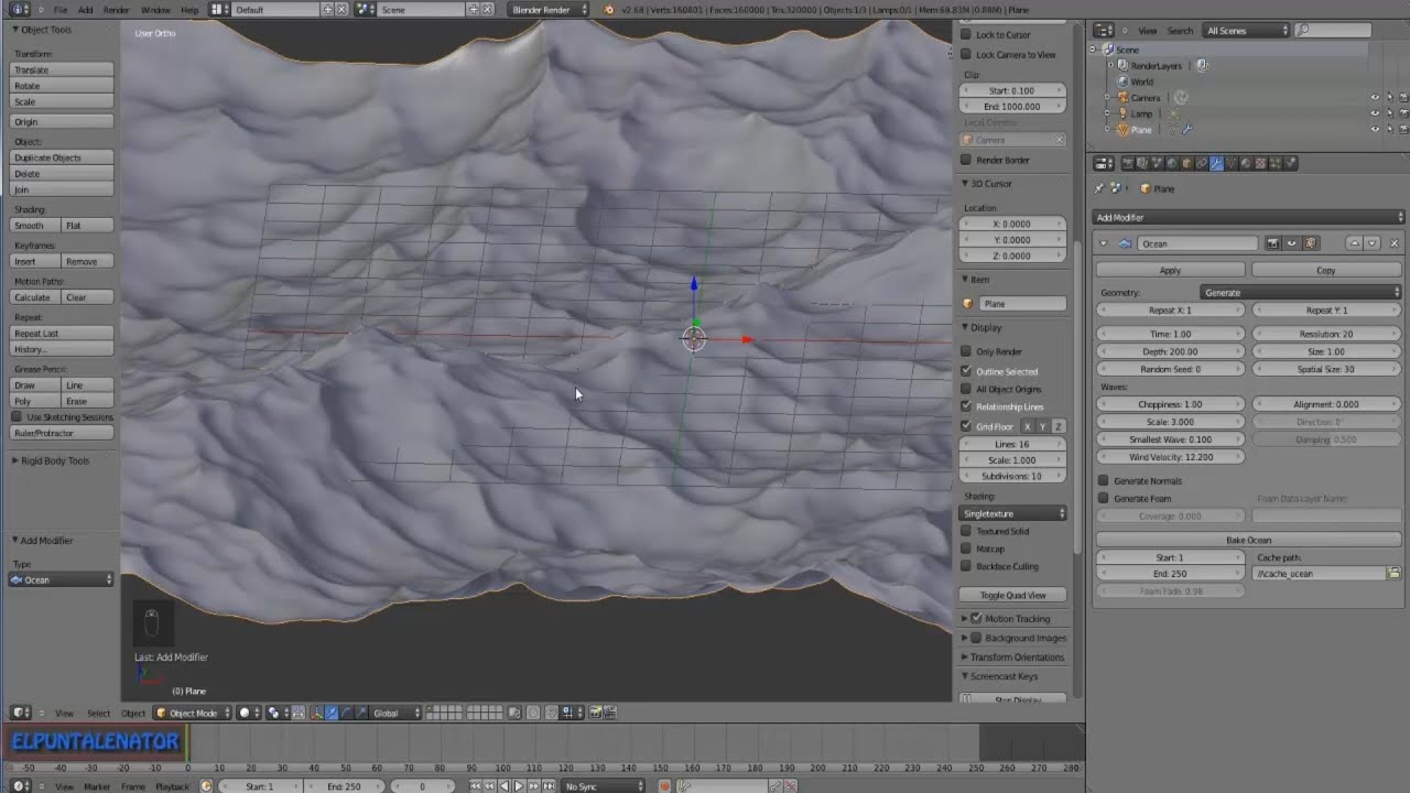 Tutorial Blender modificador oceanos (ocean modifier) español