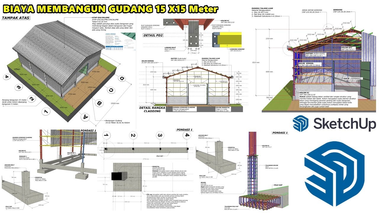 BIAYA MEMBANGUN GUDANG  15X15 Meter
