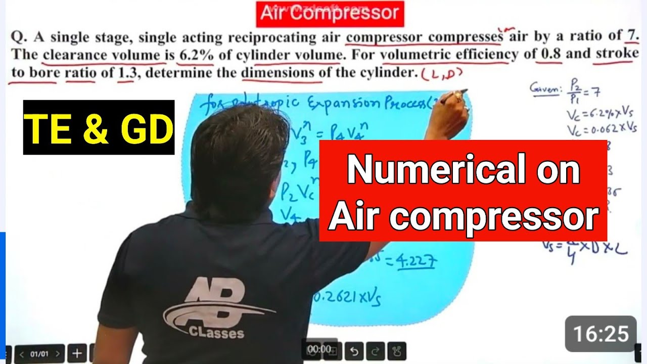Numerical on reciprocating air compressor | air compressor numerical problems