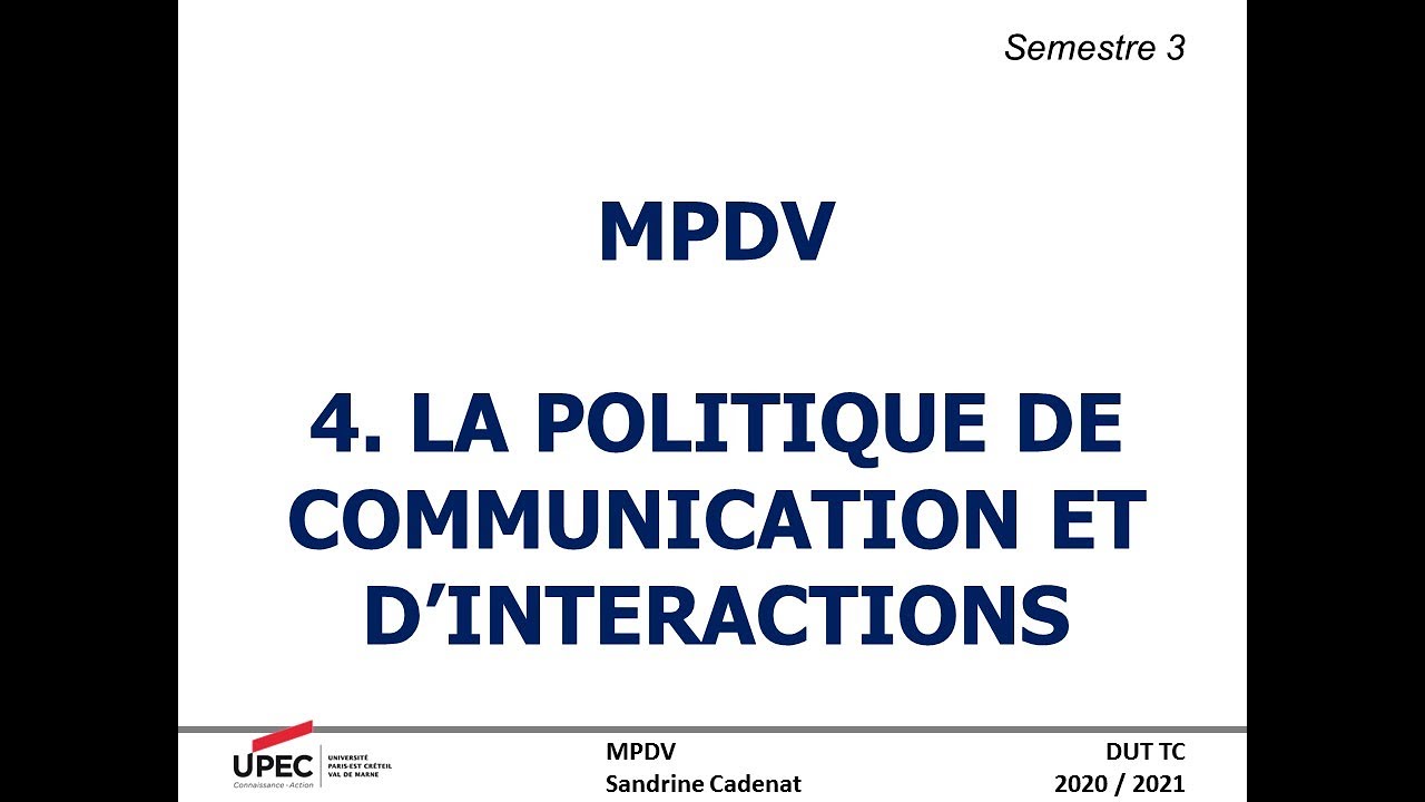 MPDV #Chapitre 4 La politique de communication et d'interactions