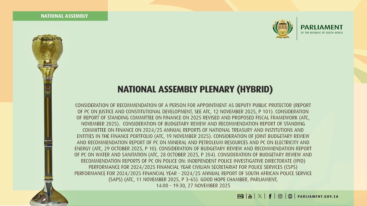 NATIONAL ASSEMBLY PLENARY, 27 November 2025