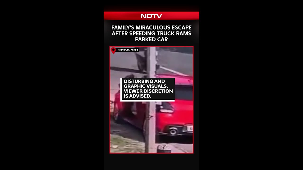Caught On Camera: Family's Miraculous Escape After Speeding Truck Smashes Into Parked Car