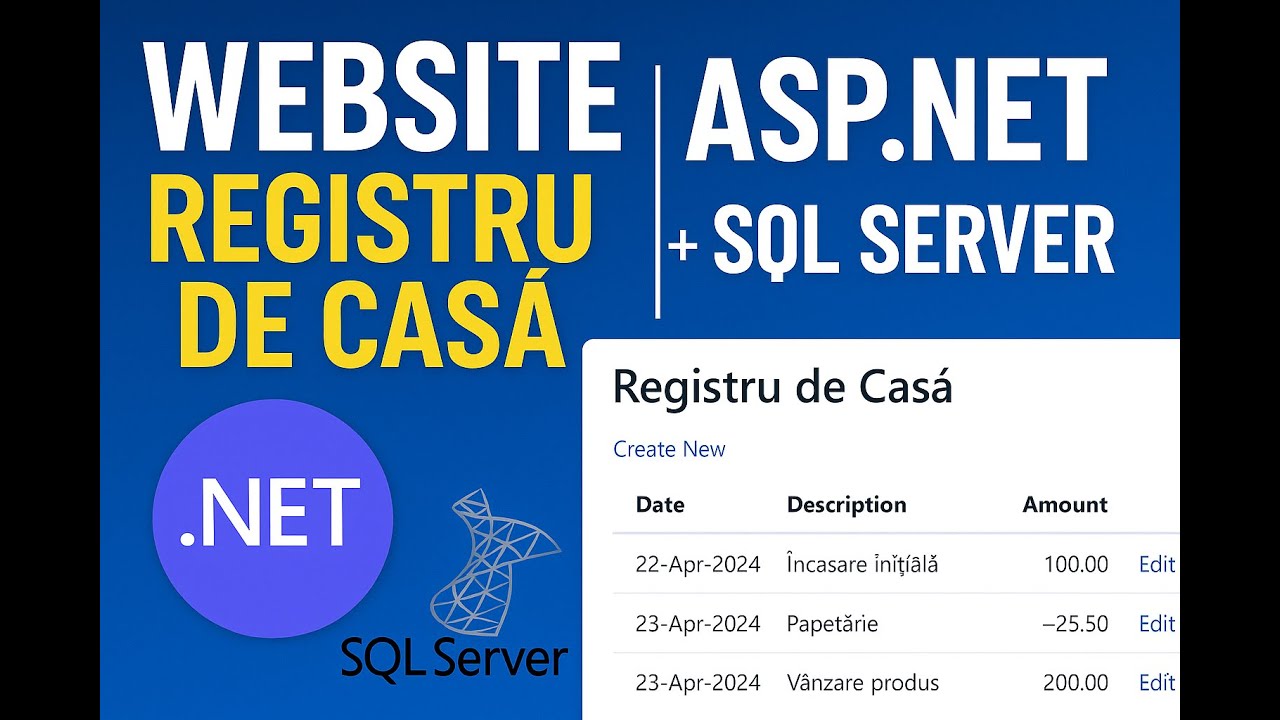 Creare Website „Registru de Casă” cu ASP.NET Razor Pages & Entity Framework + SQL Server