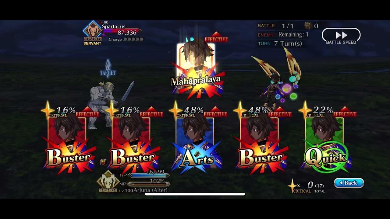 FGO: LB3 Arjuna alter Vs Spartacus