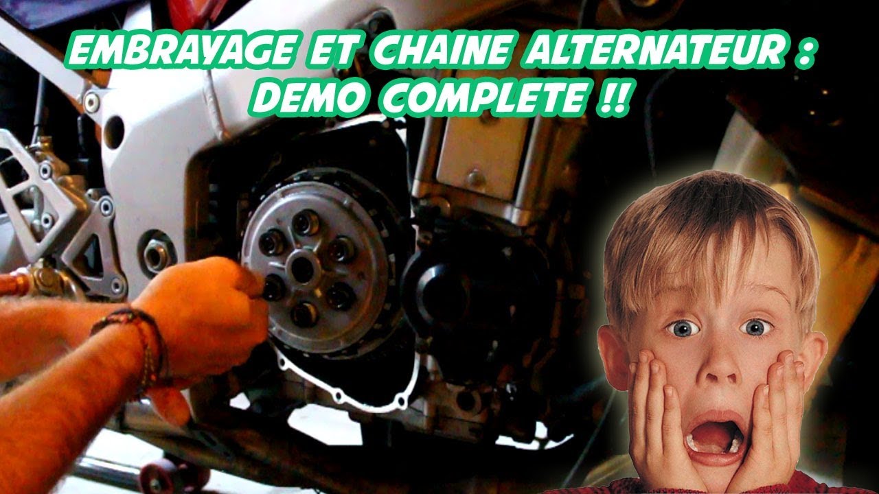 Embrayage moto : démontage  et changement chaîne d'alternateur sur Kawasaki ZX7R 1996
