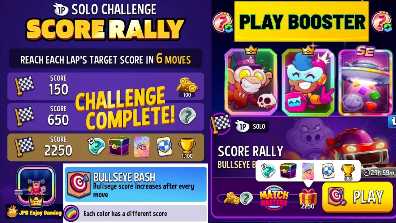Bullseye Bash+Rainbow Solo Challenge Score Rally 2250 score/ Match Masters.