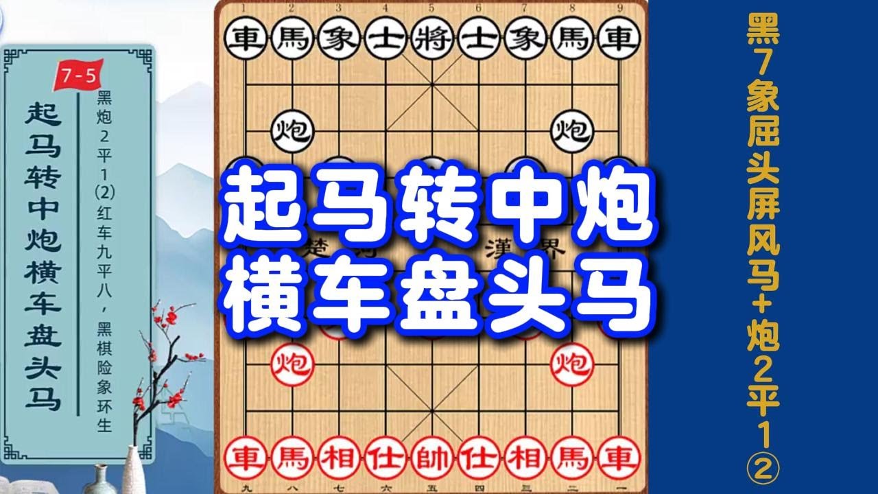 起马局转中炮横车盘头马7-5，黑7象屈头屏风马+黑炮2平1（2）红兵九进八2