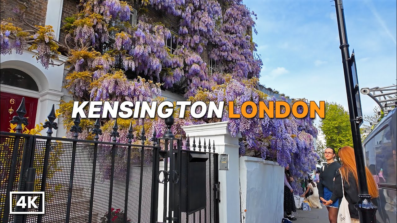 Spring Stroll Through Kensington’s Hidden Alleys and Wisteria-Covered Homes | London Walk 4K