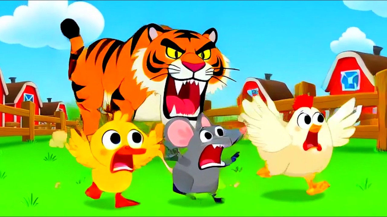 Farm Animals Tiger Chase Run!  Super Simple Song Effects - Sponsored by Klasky Csupo 2001 Effects