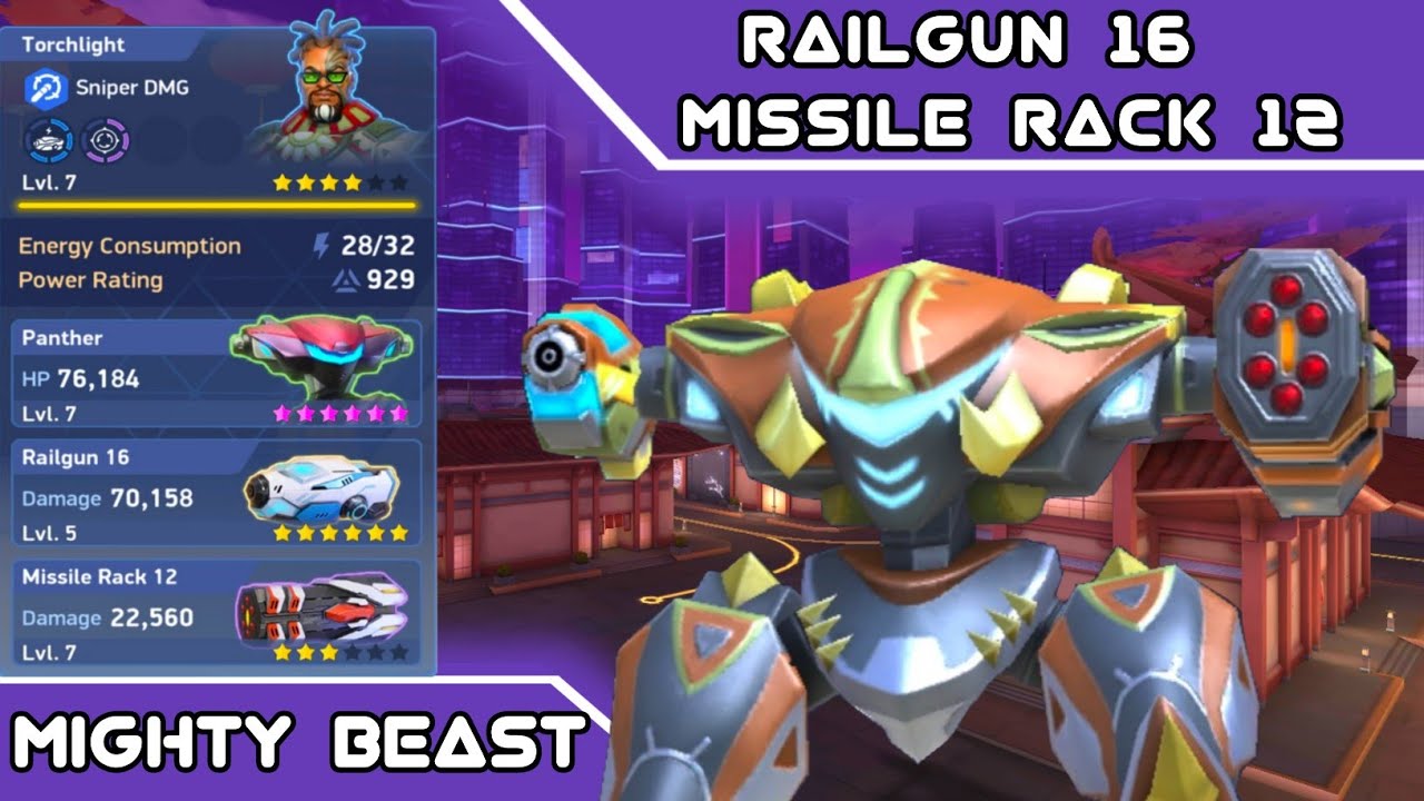 Max Panther With Railgun 16+Missile Rack 12 | Godlike&Nemesis Gameplay | Mech Arena: Robot Showdown