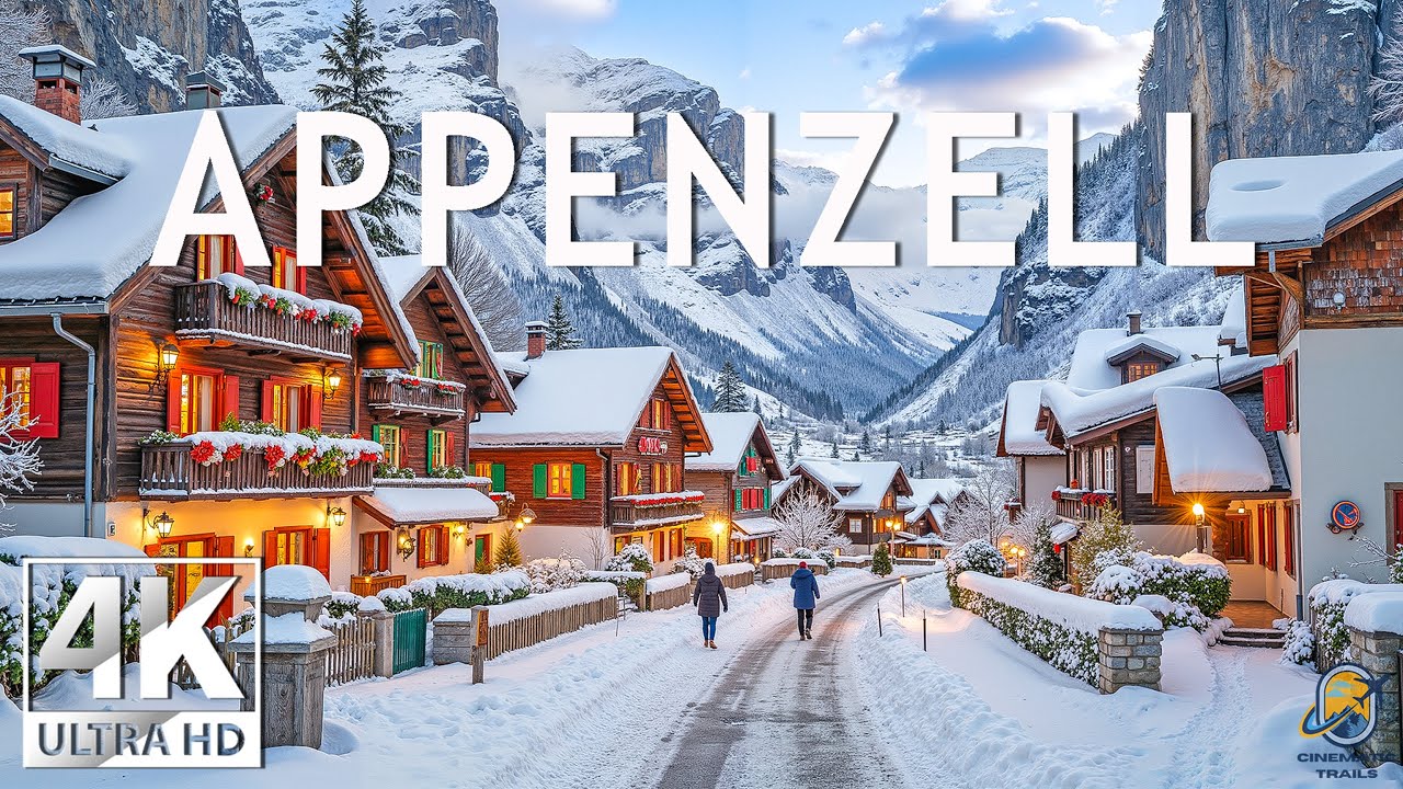 Appenzell Winter 4K ❄️ Snow-Covered Village, Painted Houses & Peaceful Winter Calm