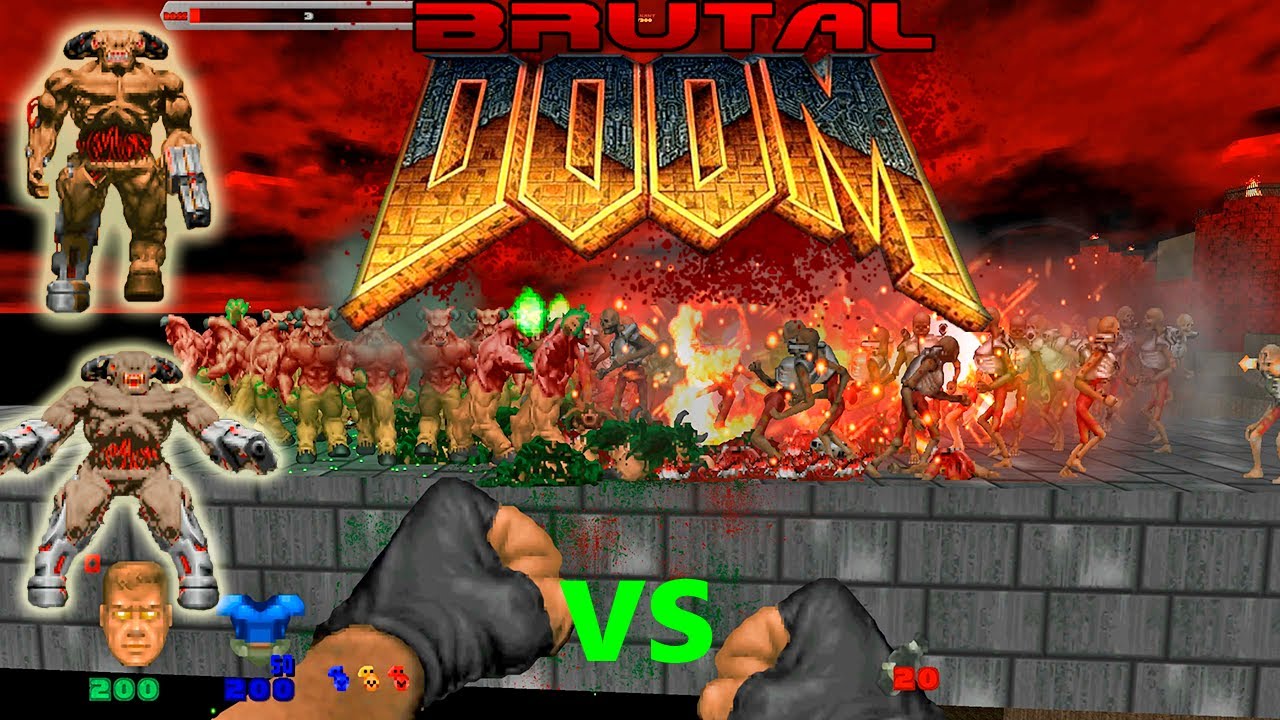 Revenant vs Baron of Hell vs Cyberdemon vs Cyberdemonlord Brutal Doom Fight