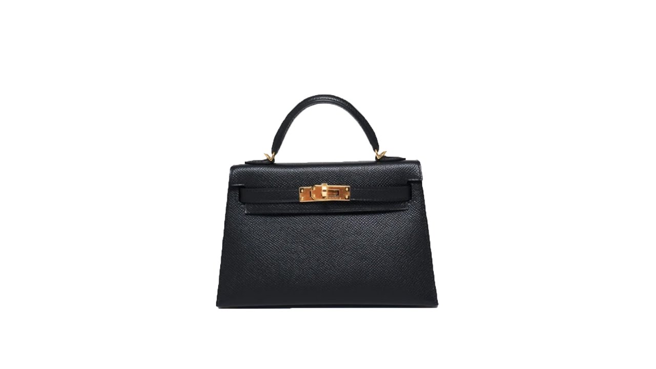 HERMES MINI KELLY BLACK GHW EPSOM Y STAMP