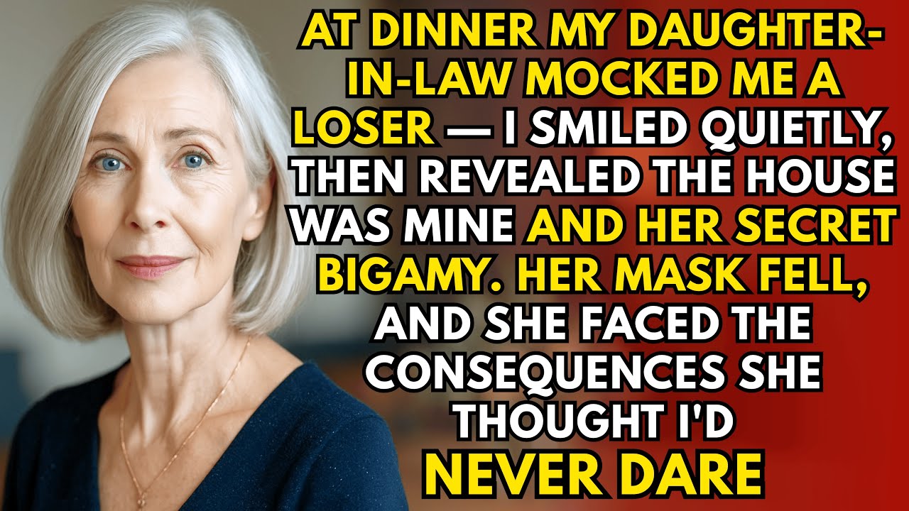 At Dinner My Daughter-In-Law Mocked Me a Loser — I Smiled Quietly, Then Exposed Her Secret Bigamy