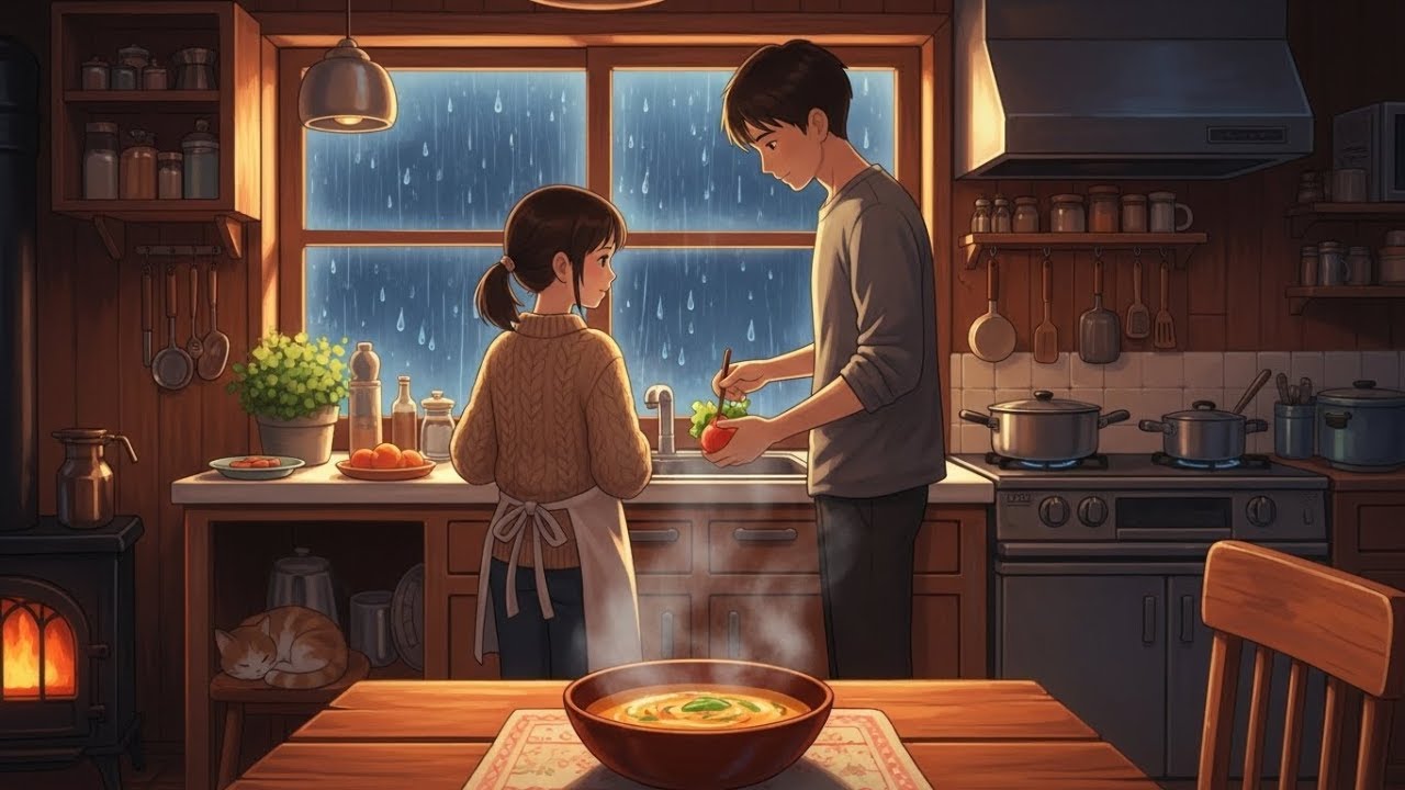 🌧️ Rainy Day at Home | Cozy Ghibli-Style Kitchen & First Soup of the Season