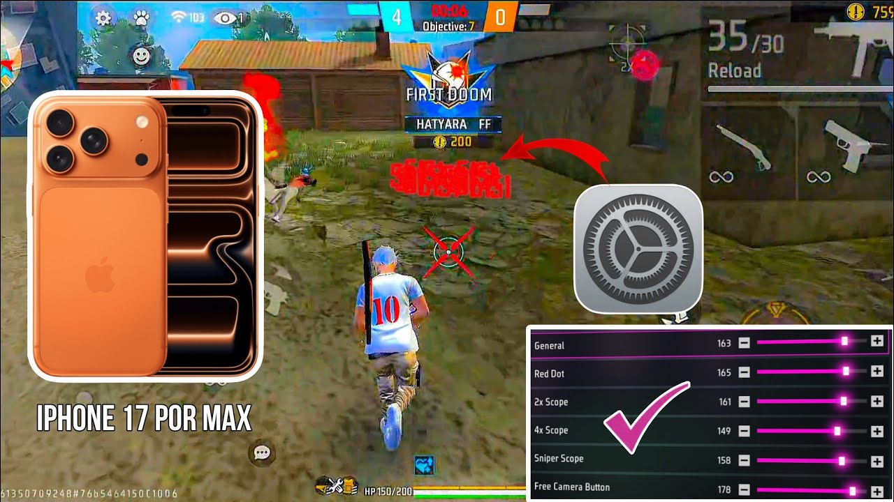 iphone 17 por Max free fire sensitivity settings l ⚙️ iphone 17 por Max free fire headshot settings 