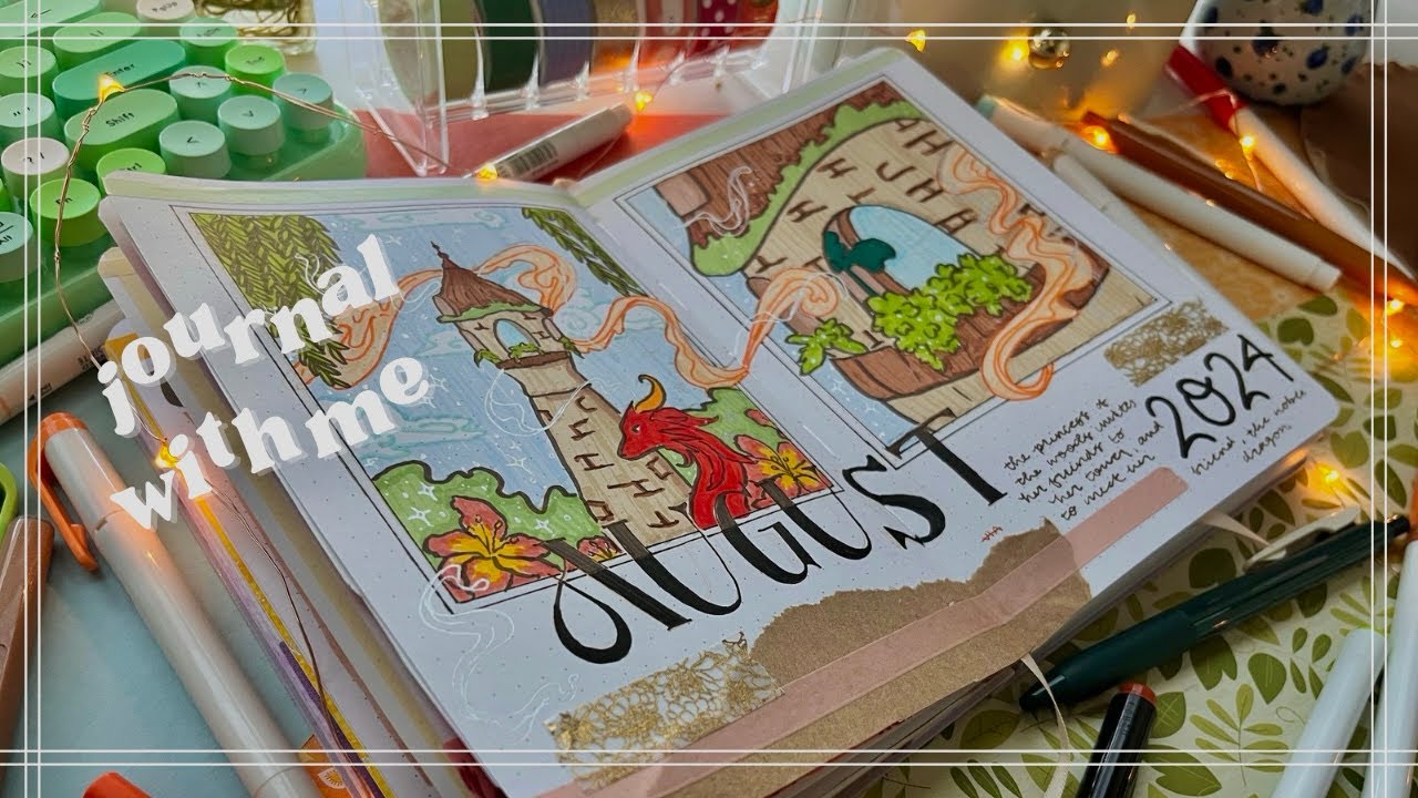 JOURNAL WITH ME • set up my magical dragon and princess’s tower theme in my bullet journal🐉