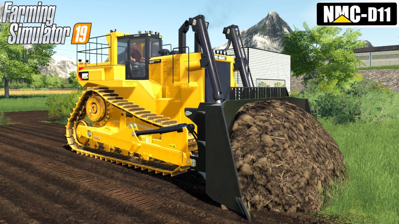 Farming Simulator 19 - NMC D-11 Bulldozer Pushing Dirt For Road Construction