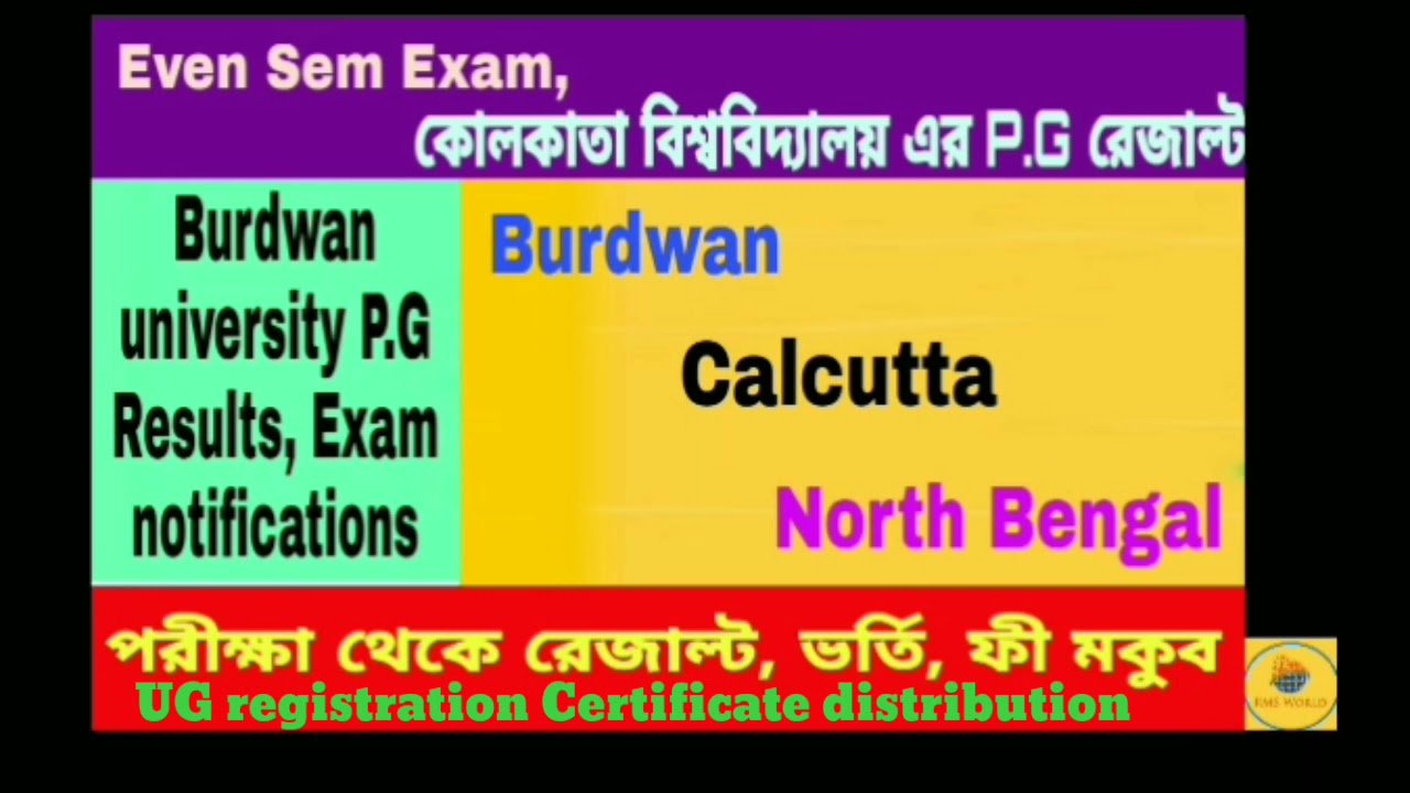 PG Result: NBU, Calcutta, Burdwan | Even Sem Exam : Registration Certificate, Routine, Form Fillup