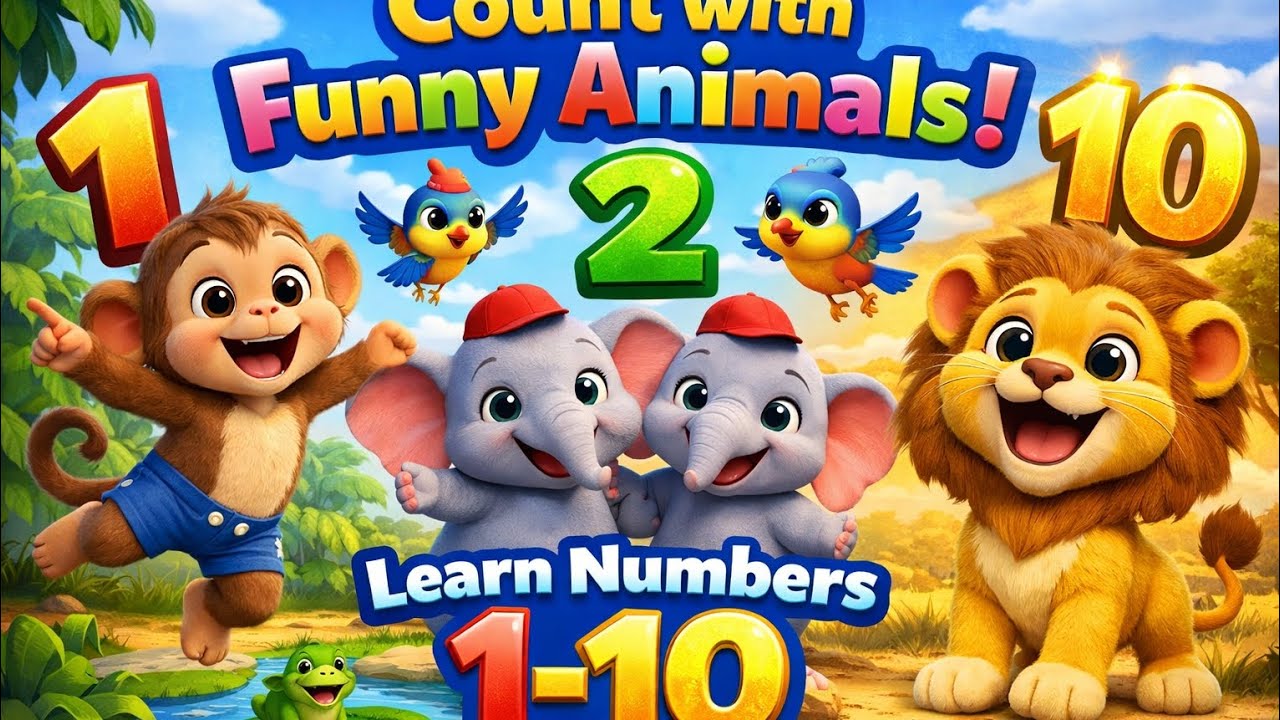 #Count with Funny Animals | Learn Numbers 1–10 🐵🐘