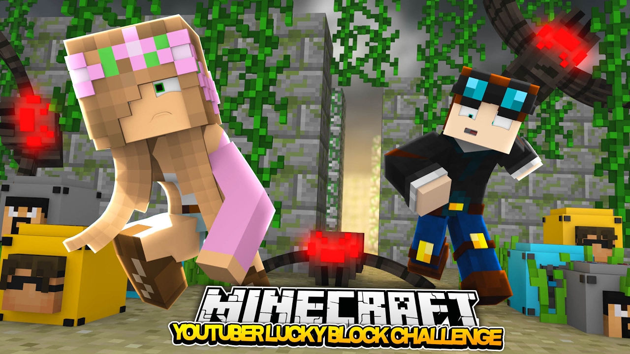 Minecraft YOUTUBER LUCKY BLOCK CHALLANGE | POPULARMMOS VS LITTLE KELLY AND SHARKY (custom mods)