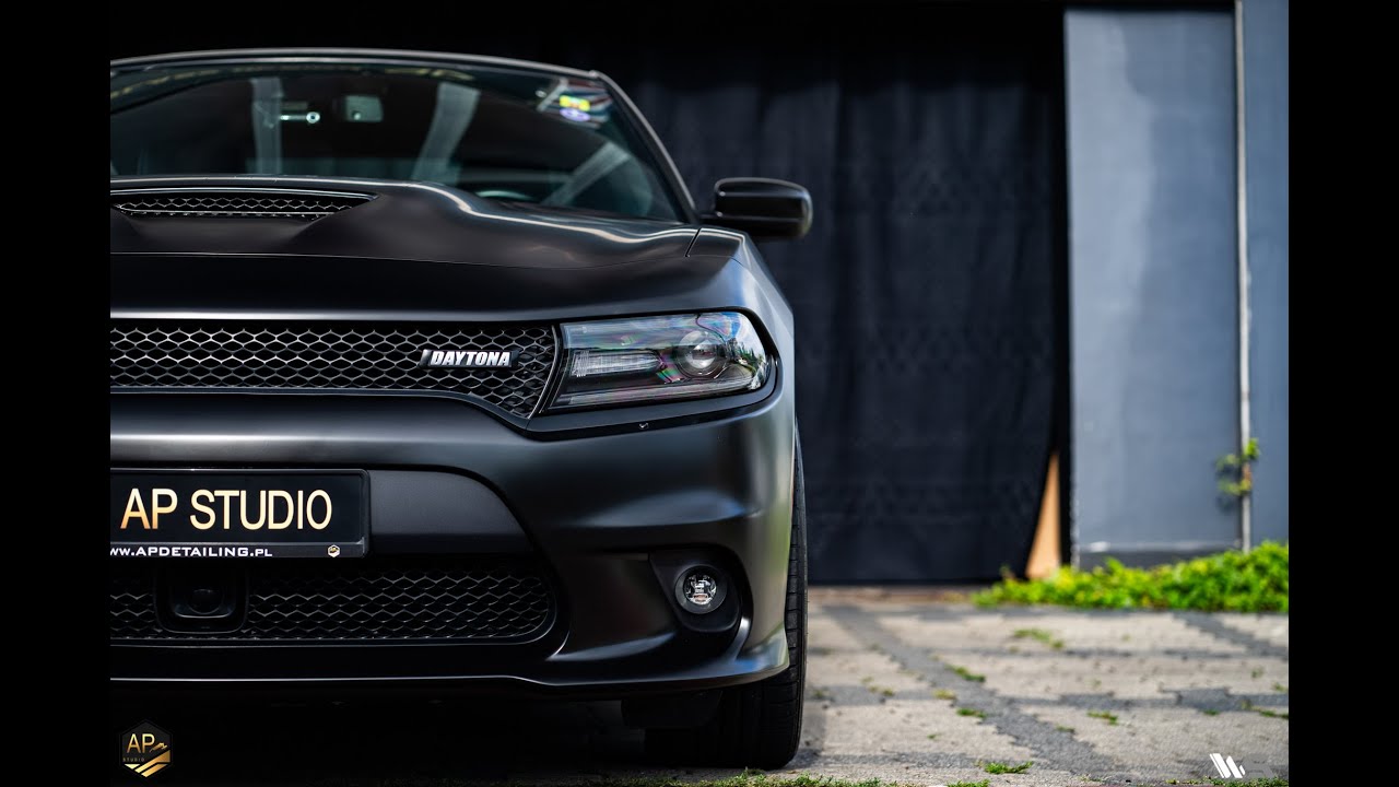 Vinyl wrapping a Dodge Charger Daytona 3M Satin Black
